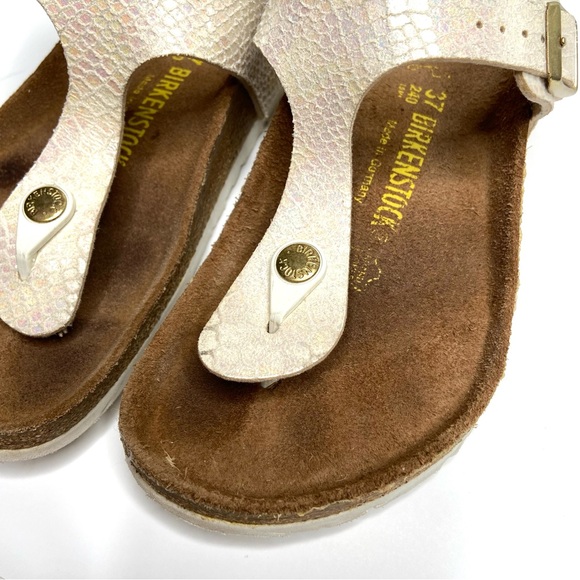 Birkenstock Iridescent White Snake-Print Thong Sandals - Picture 9 of 16